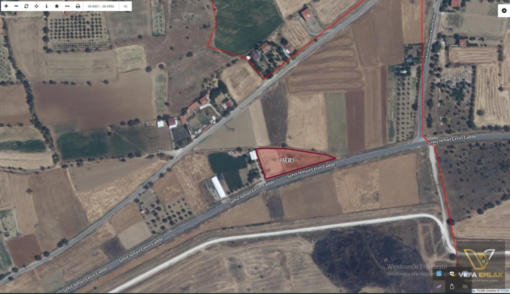 UŞAK MERKEZ ÇEVRE KÖYÜNDE SATILIK 2.785,91 m² TARLA