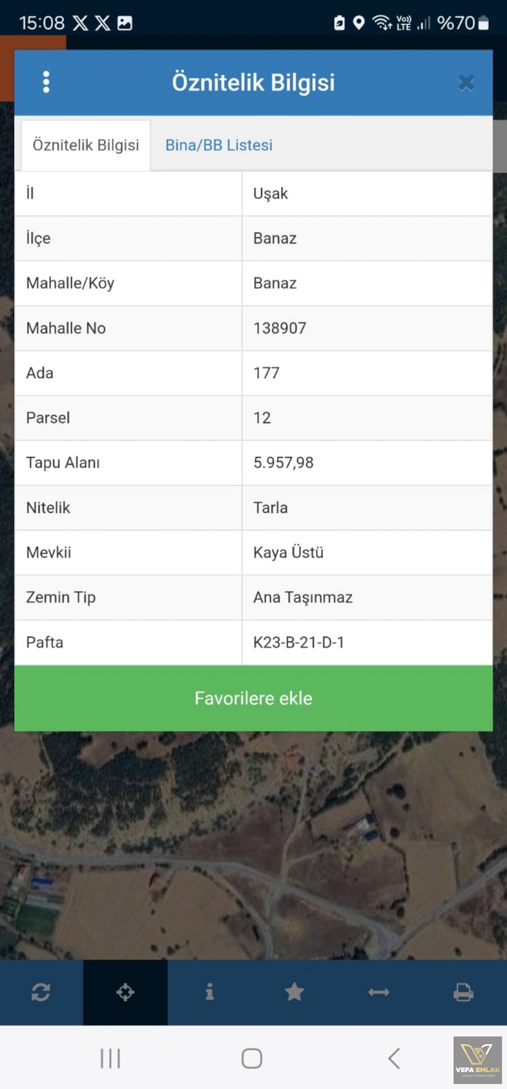 BANAZ MERKEZE YAKIN MESAFEDE 5.960 m2  SATILIK TARLA