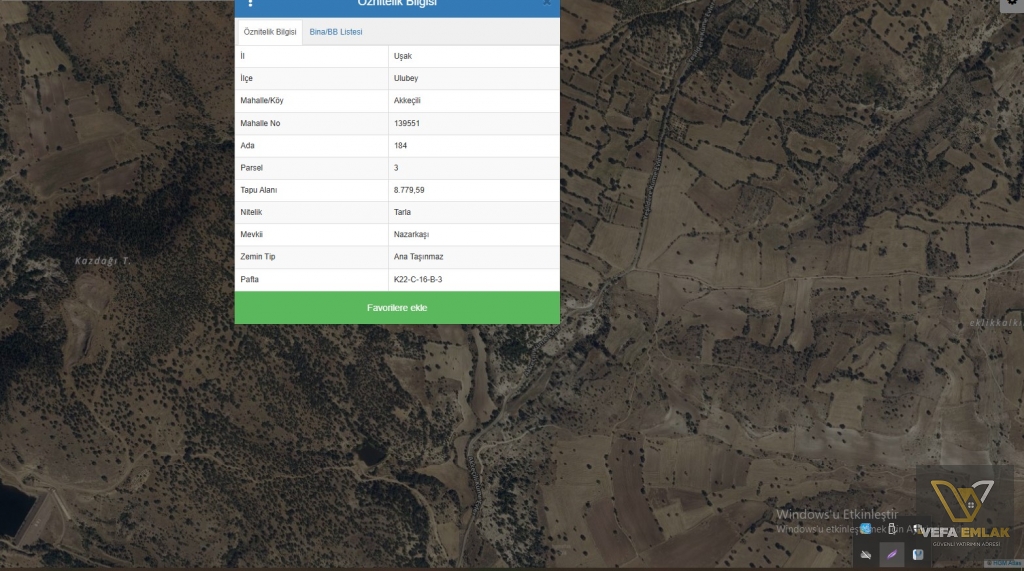 ULUBEY AKKEÇELİ'DE 8.779 m2 BÖLMEYE 8 KM.YAKINLIKTA SATILIK ARSA