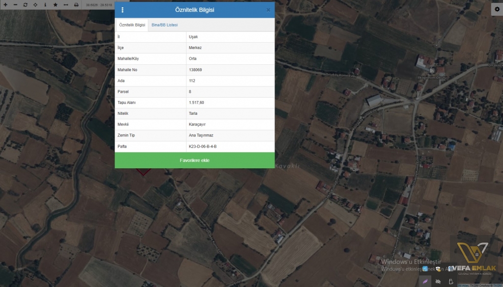 UŞAK ORTAKÖY’DE 2 PARSELDEN OLUŞAN SATILIK 3.050 m² ARAZİ